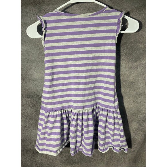 Disney Frozen 2 Elsa Girls Dress Size 6 Purple Gray Striped Ruffle Sleeve - Picture 4 of 5